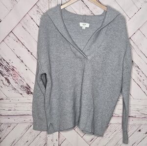 Aerie CozyUp Waffle Knit Sweater Hoodie Heather Grey